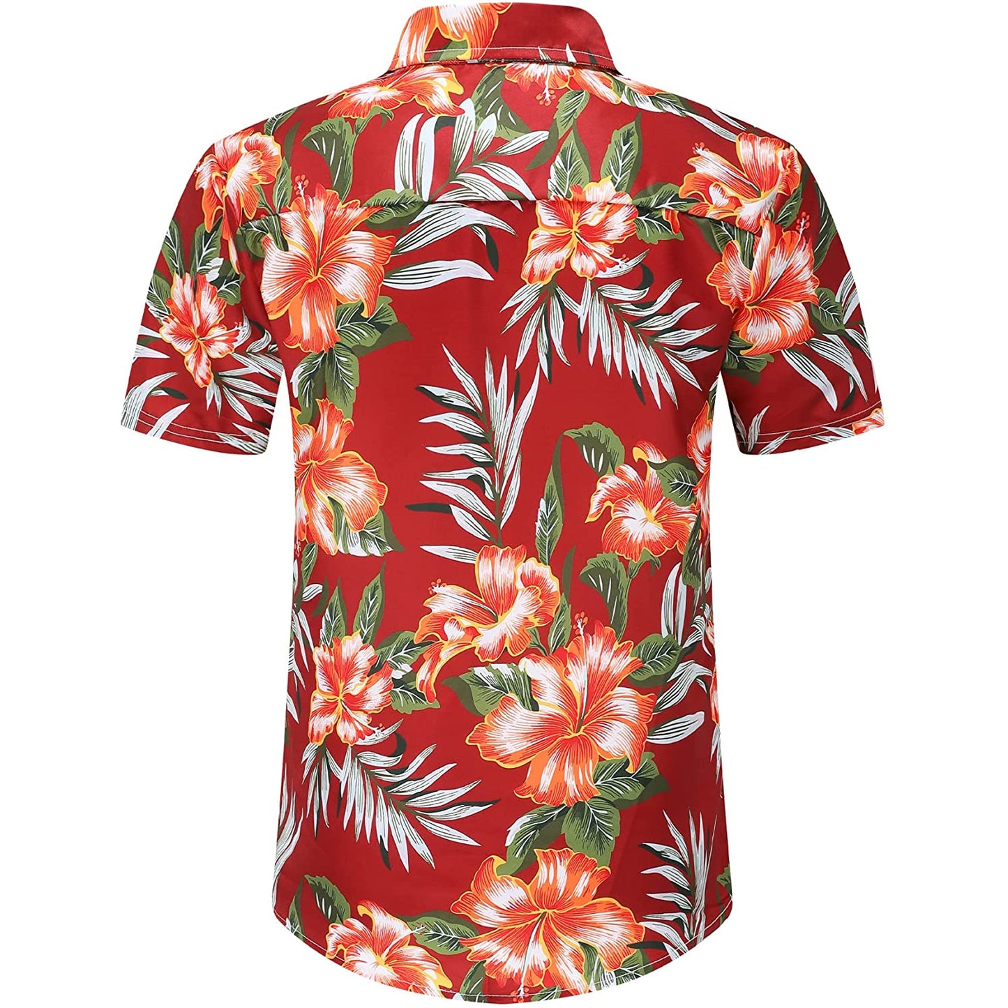 Coral Red Floral Hawaiian Shirt