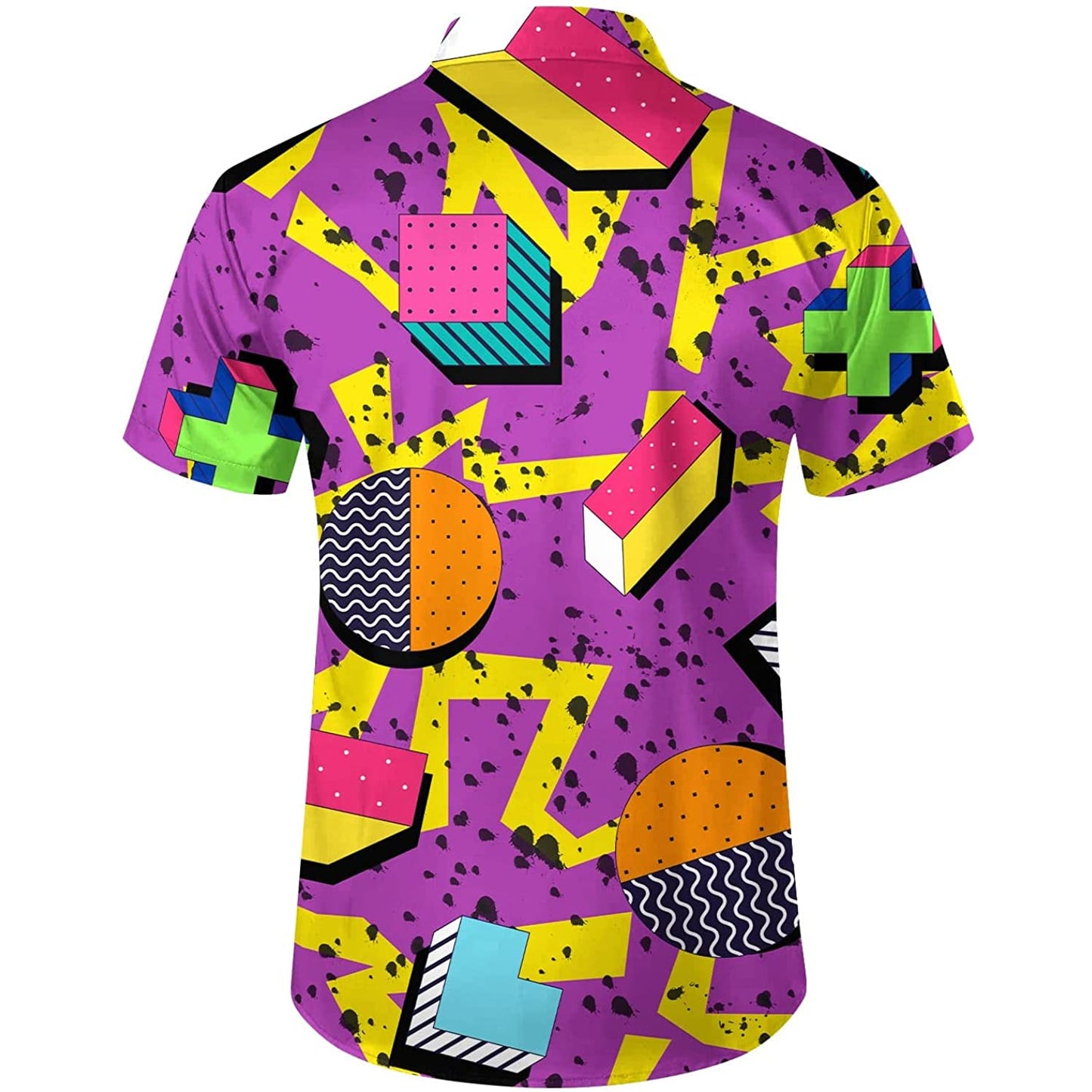 Doopccor 80s Purple Disco Vintage Button-Down Shirt