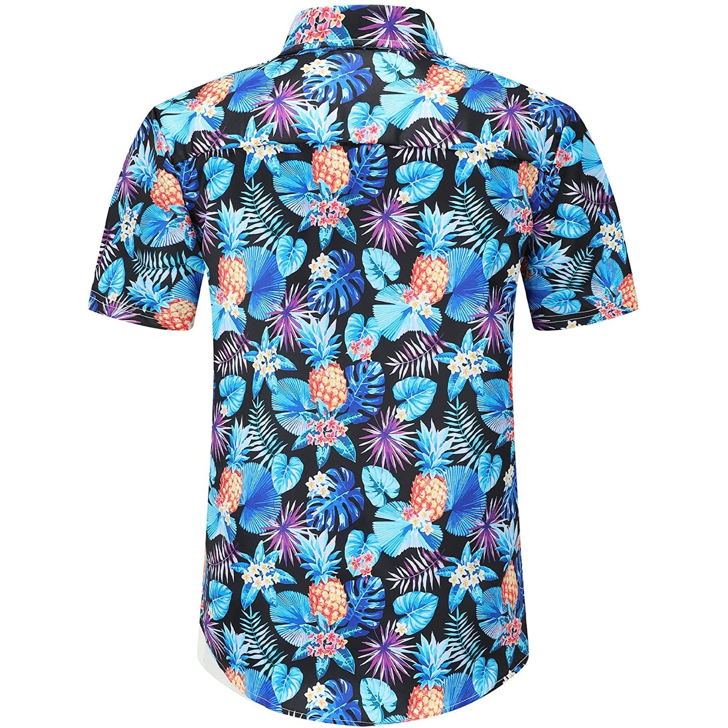 Doopccor Pineapple Blue Leaf Floral Hawaiian Shirt