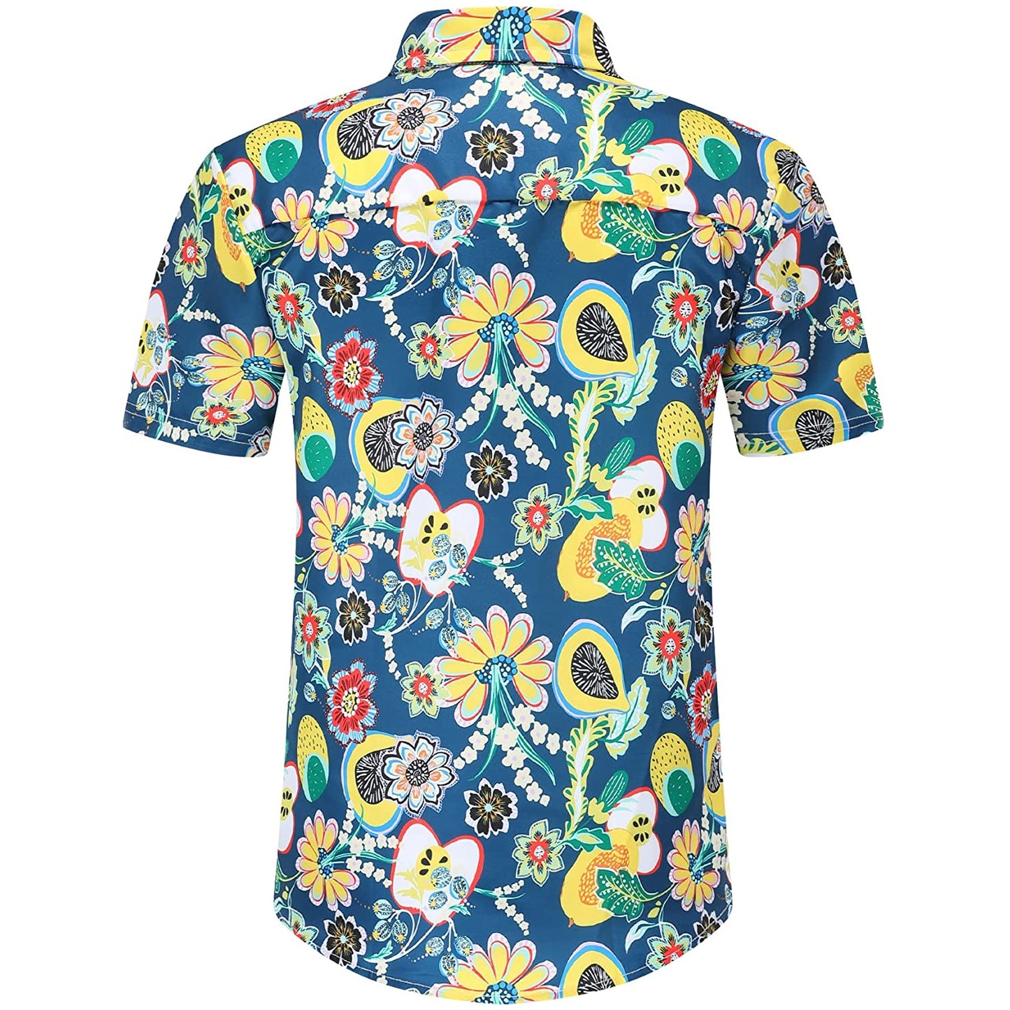 Tropical Fruits Blue Floral Hawaiian Shirt