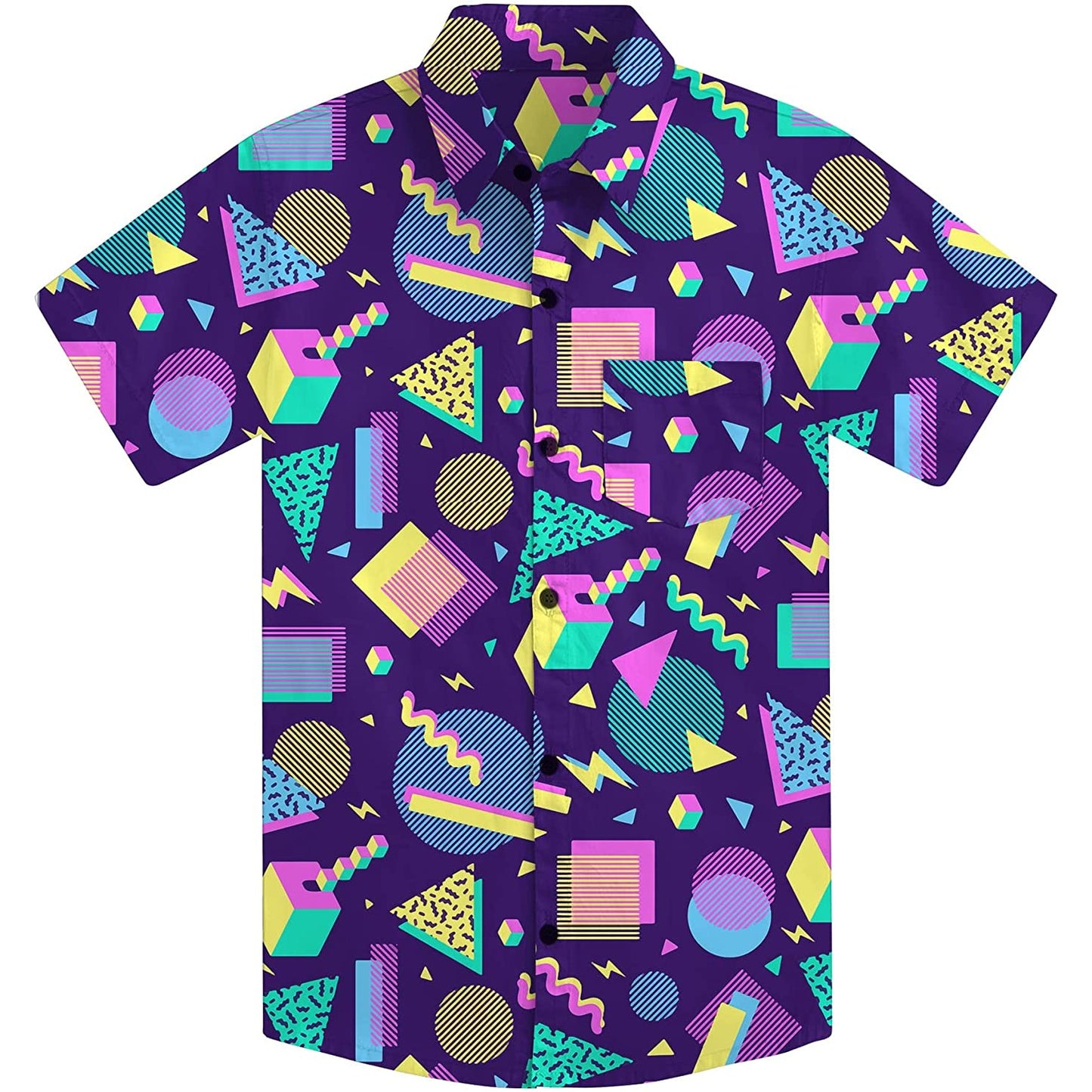 Doopccor 80s Purple Disco Vintage Button-Down Shirt