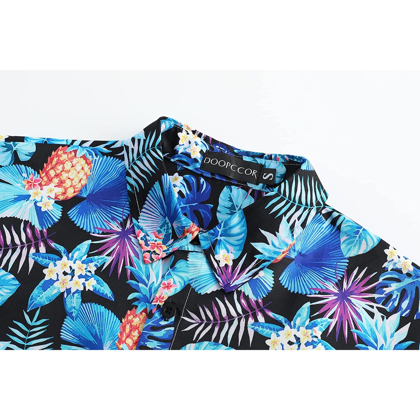Doopccor Pineapple Blue Leaf Floral Hawaiian Shirt