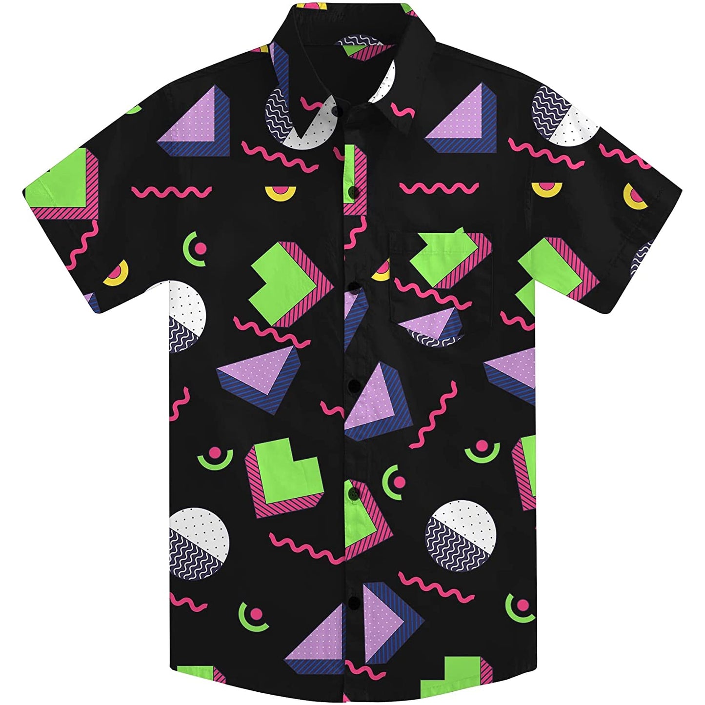 Doopccor 80s Black Disco Vintage Button-Down Shirt