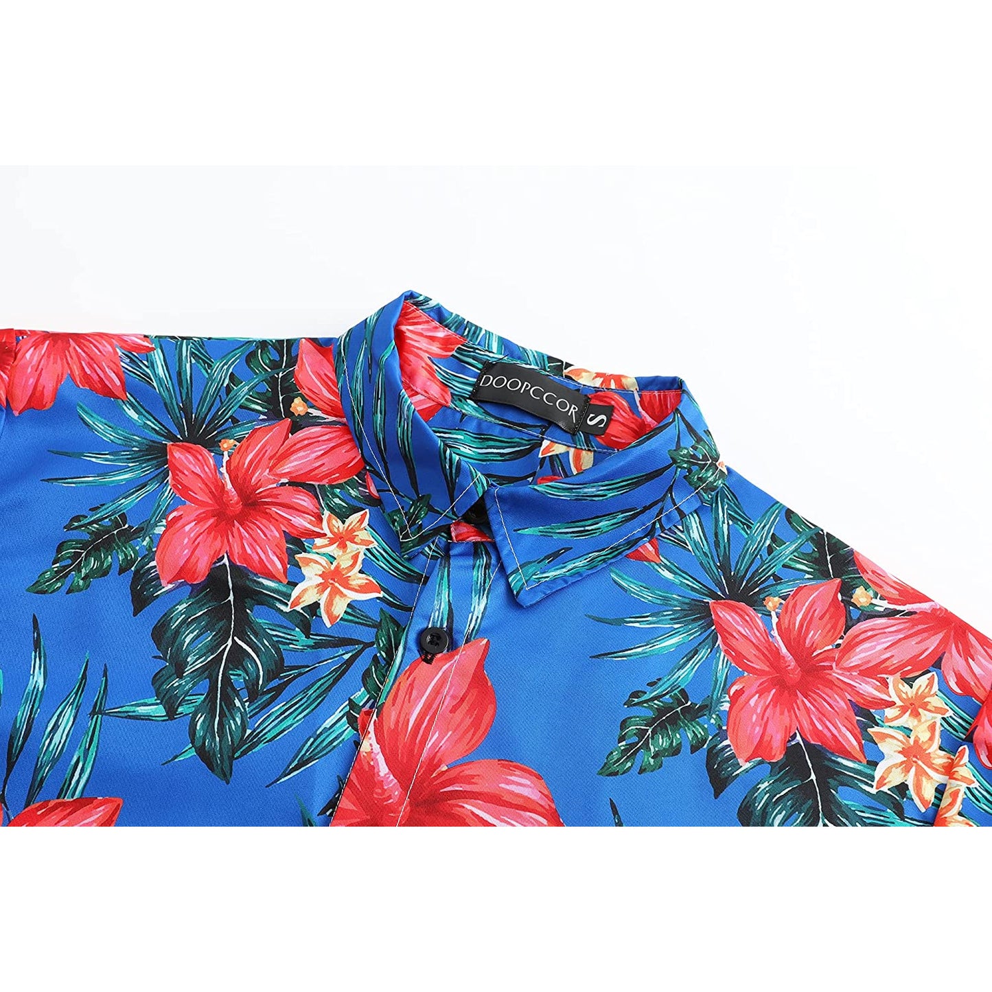 Red Flowers Blue Floral Hawaiian Shirt