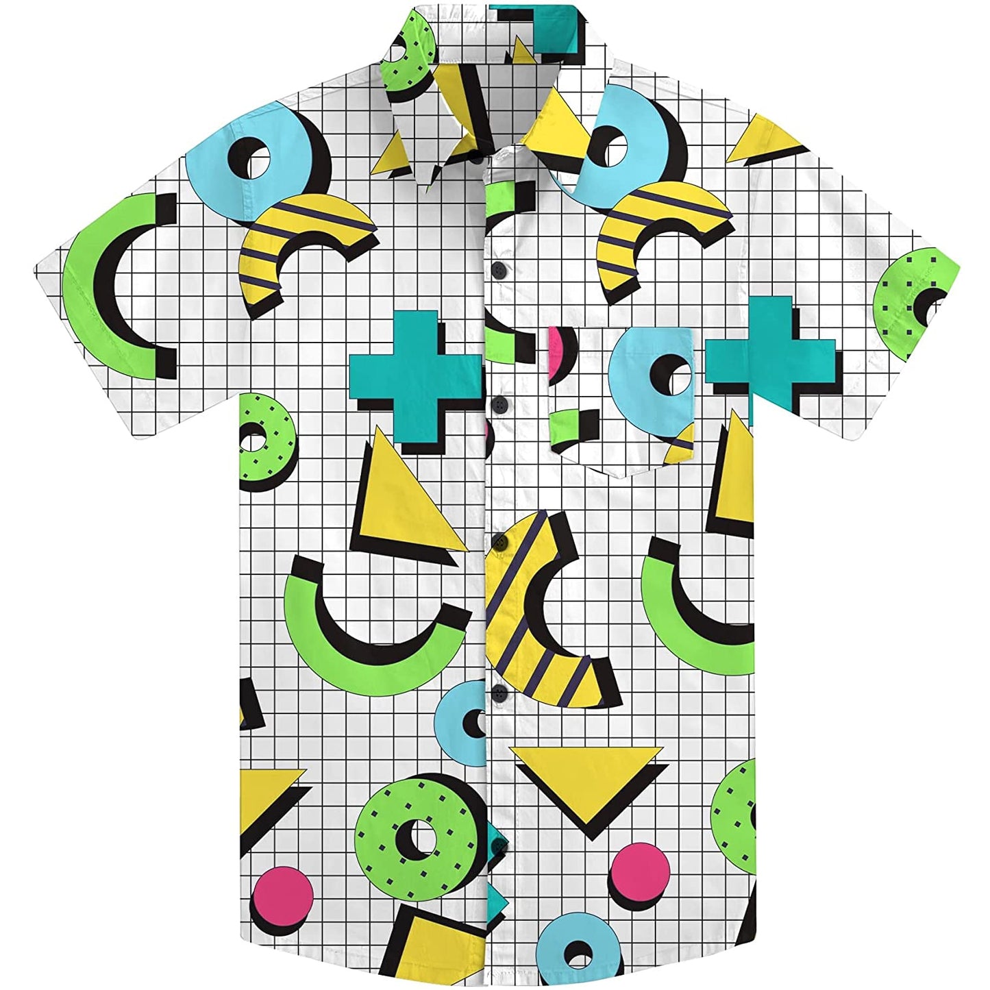 Doopccor 80s Green Disco Vintage Button-Down Shirt