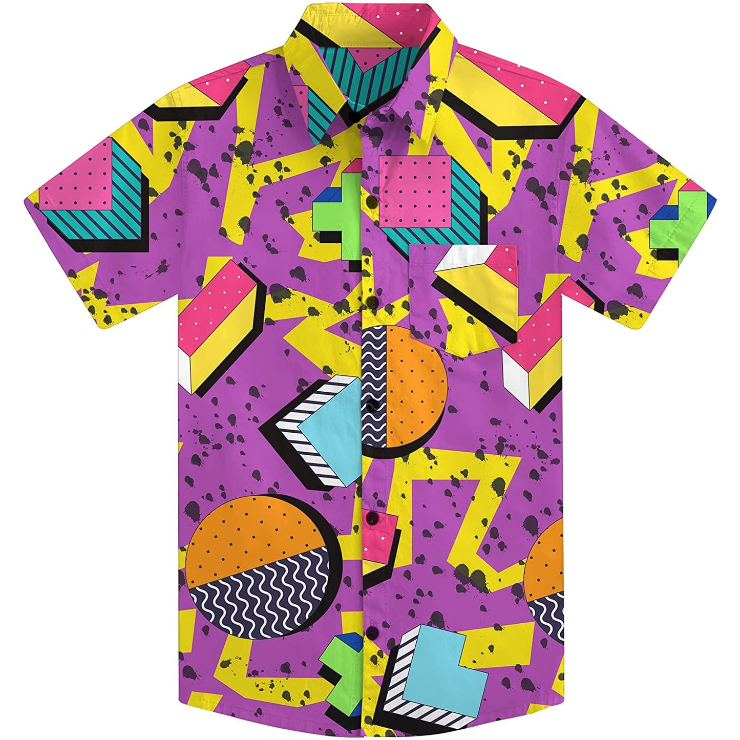 Doopccor 80s Purple Disco Vintage Button-Down Shirt