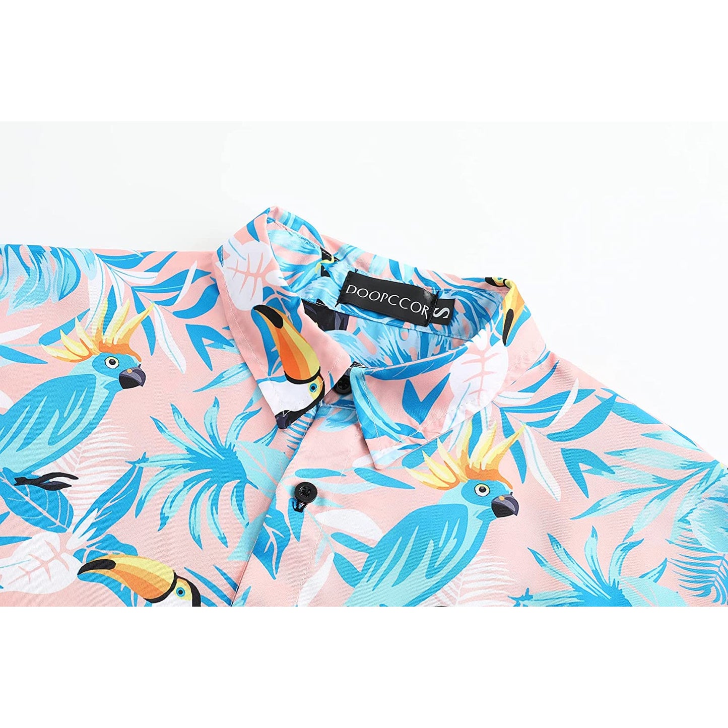 Parrot Leaf Pink Floral Hawaiian Shirt