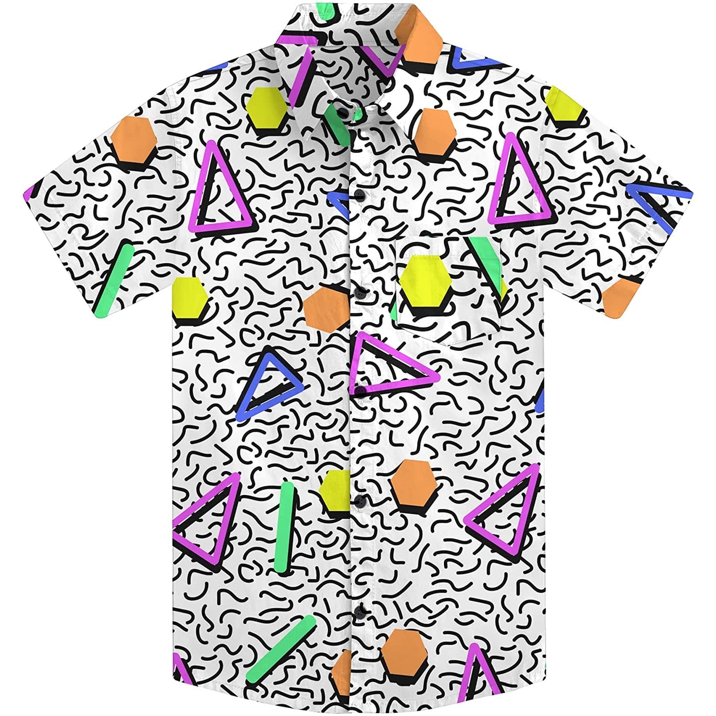 Doopccor 80s White Disco Vintage Button-Down Shirt