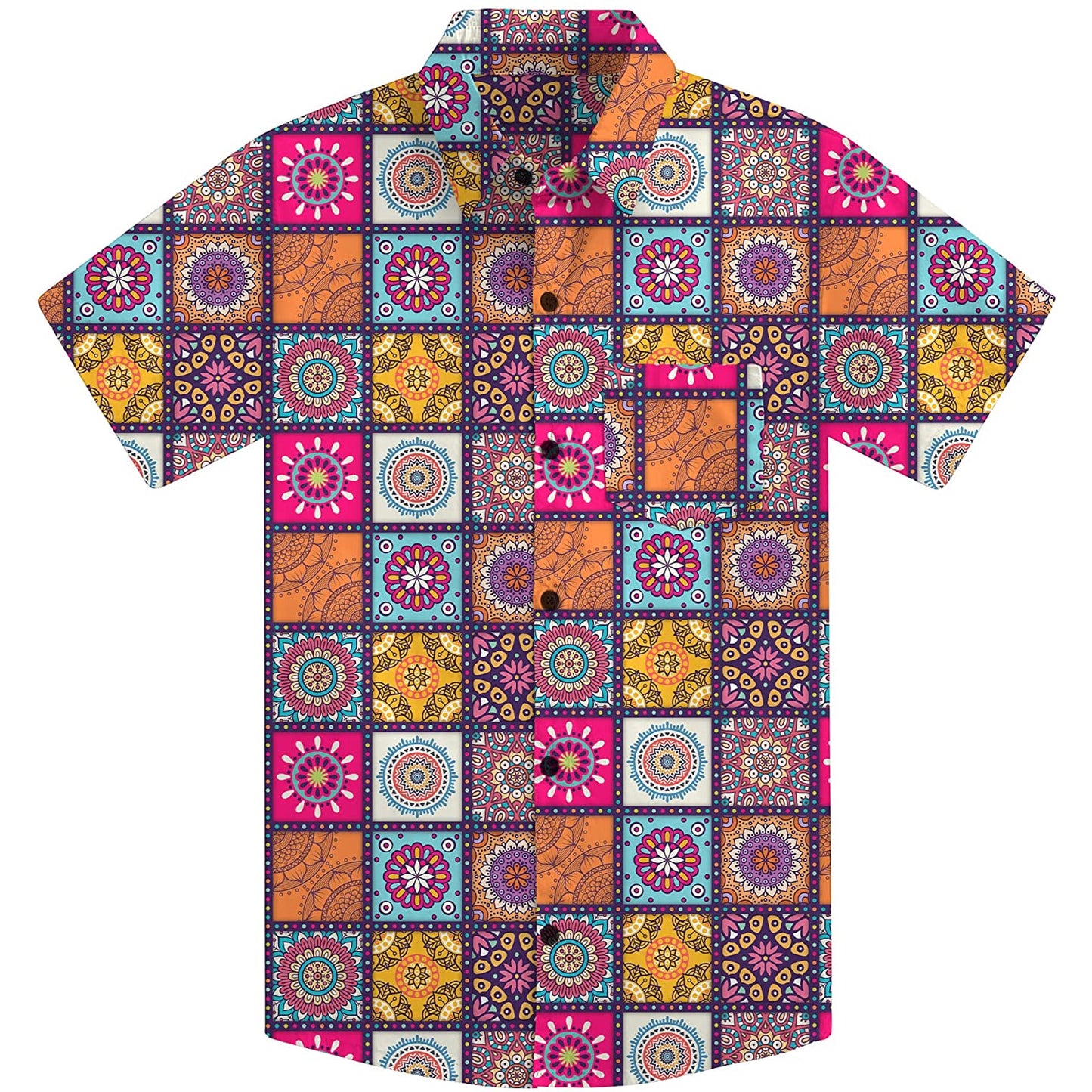 Doopccor 80s Colorful Disco Vintage Button-Down Shirt