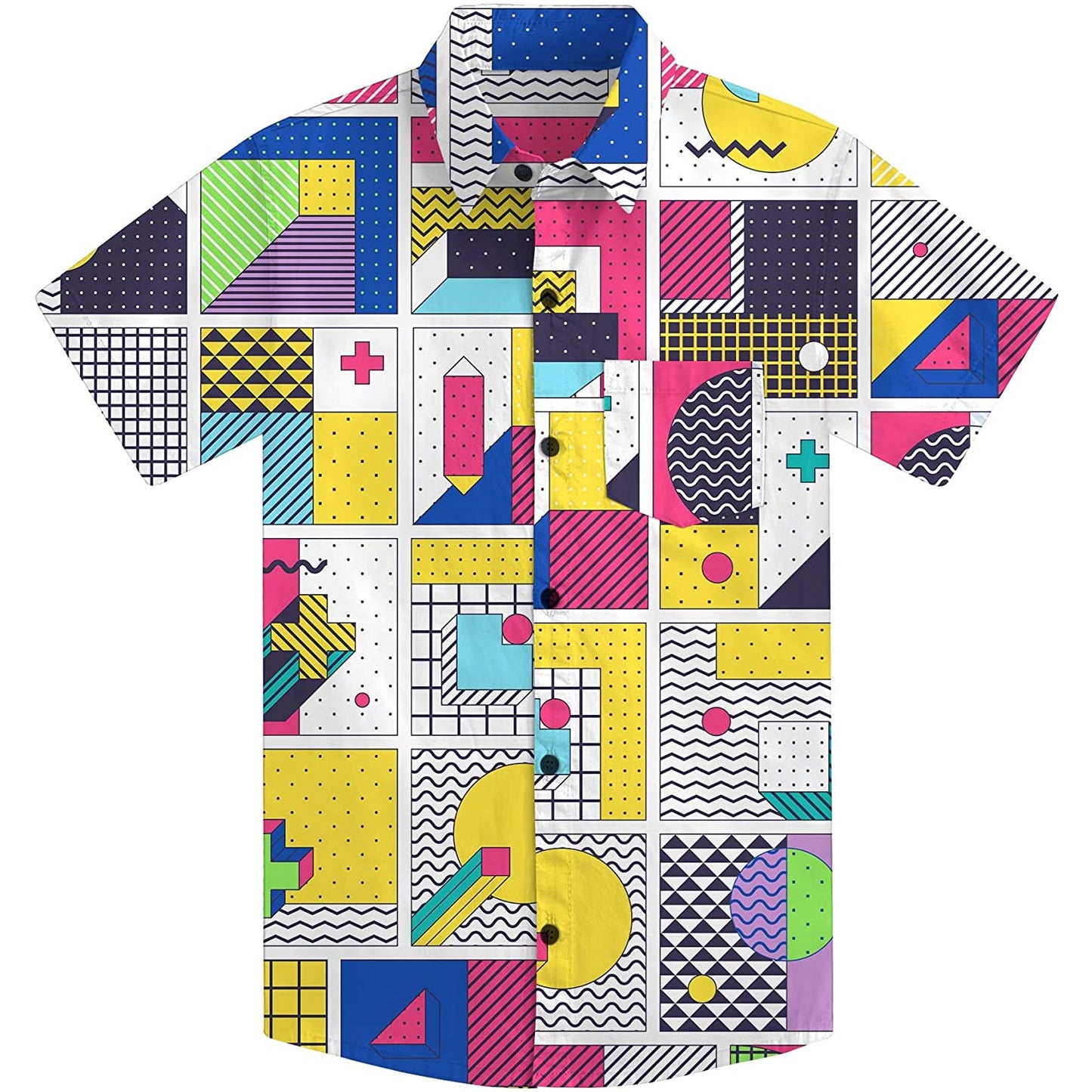 Doopccor 80s Colorful Disco Vintage Button-Down Shirt