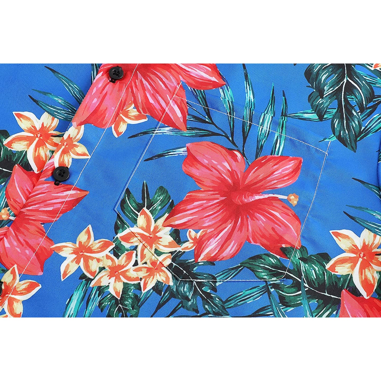 Red Flowers Blue Floral Hawaiian Shirt