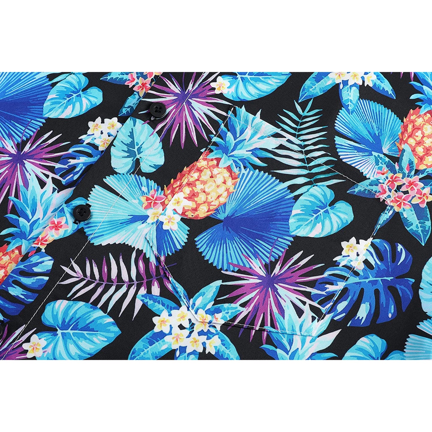 Doopccor Pineapple Blue Leaf Floral Hawaiian Shirt