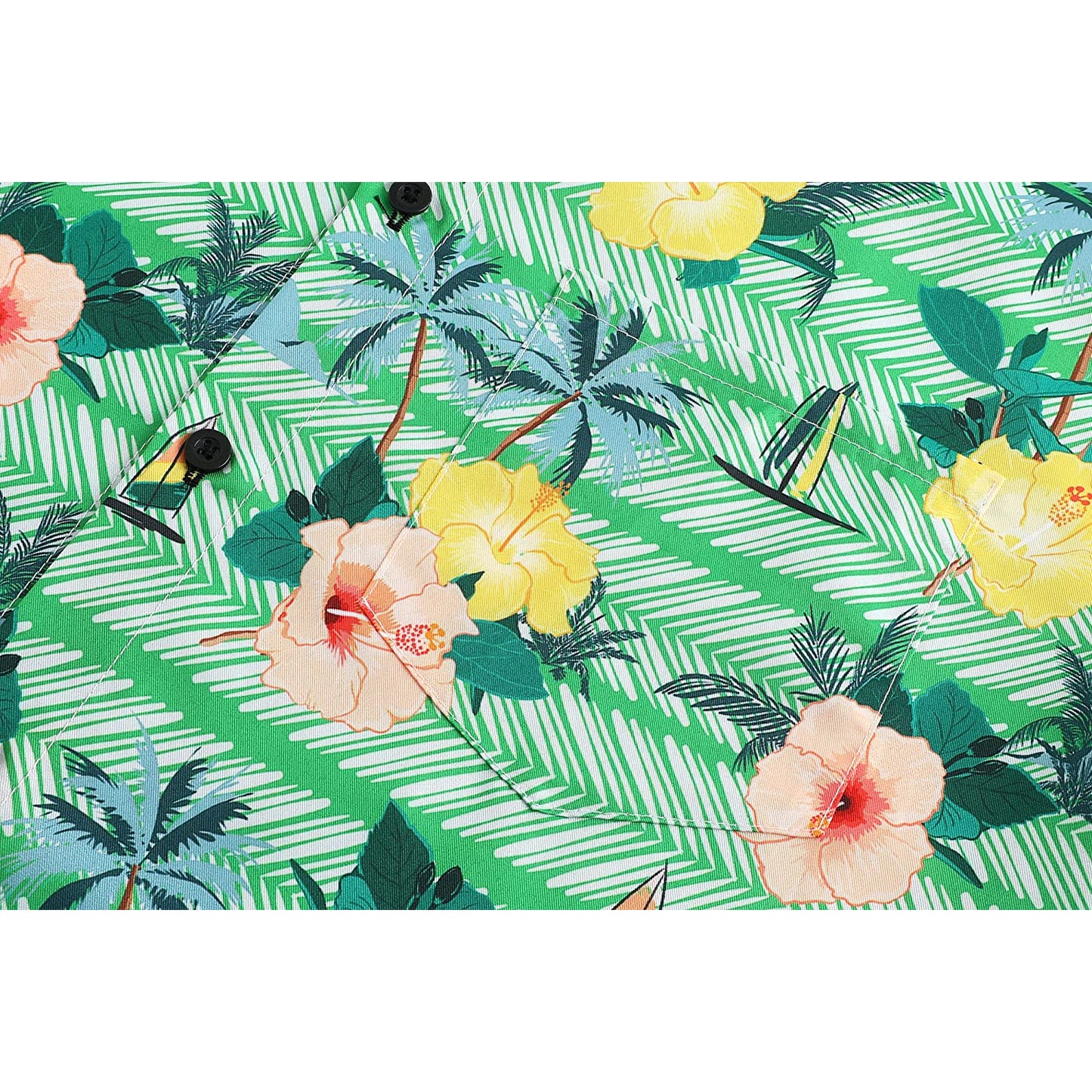 Flowers Palm Tree Green Floral Hawaiian Shirt