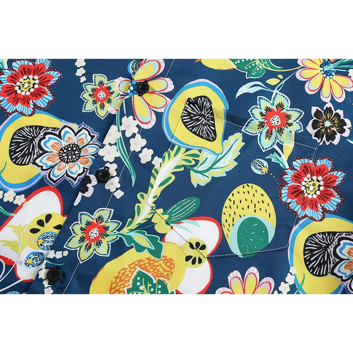 Tropical Fruits Blue Floral Hawaiian Shirt