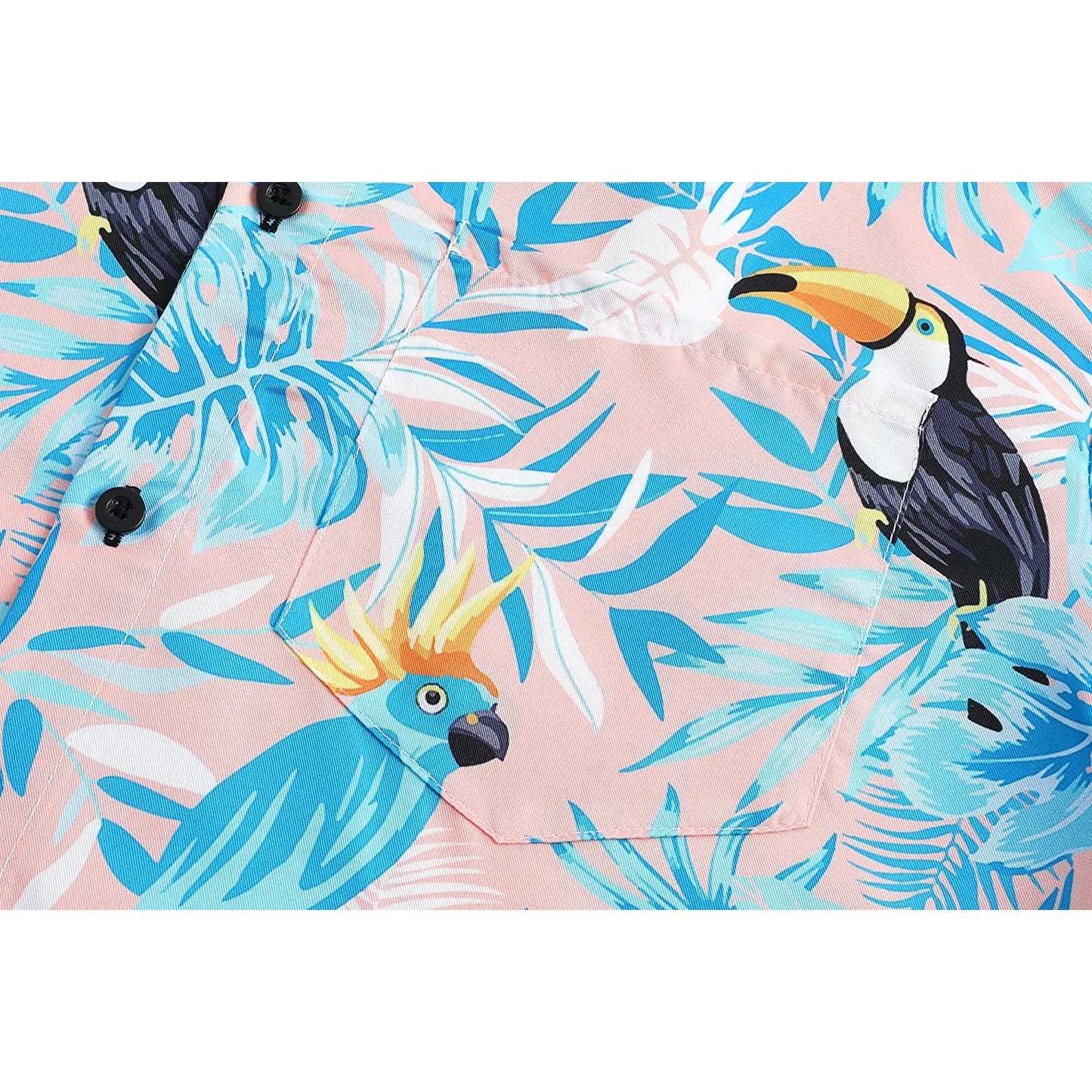 Parrot Leaf Pink Floral Hawaiian Shirt