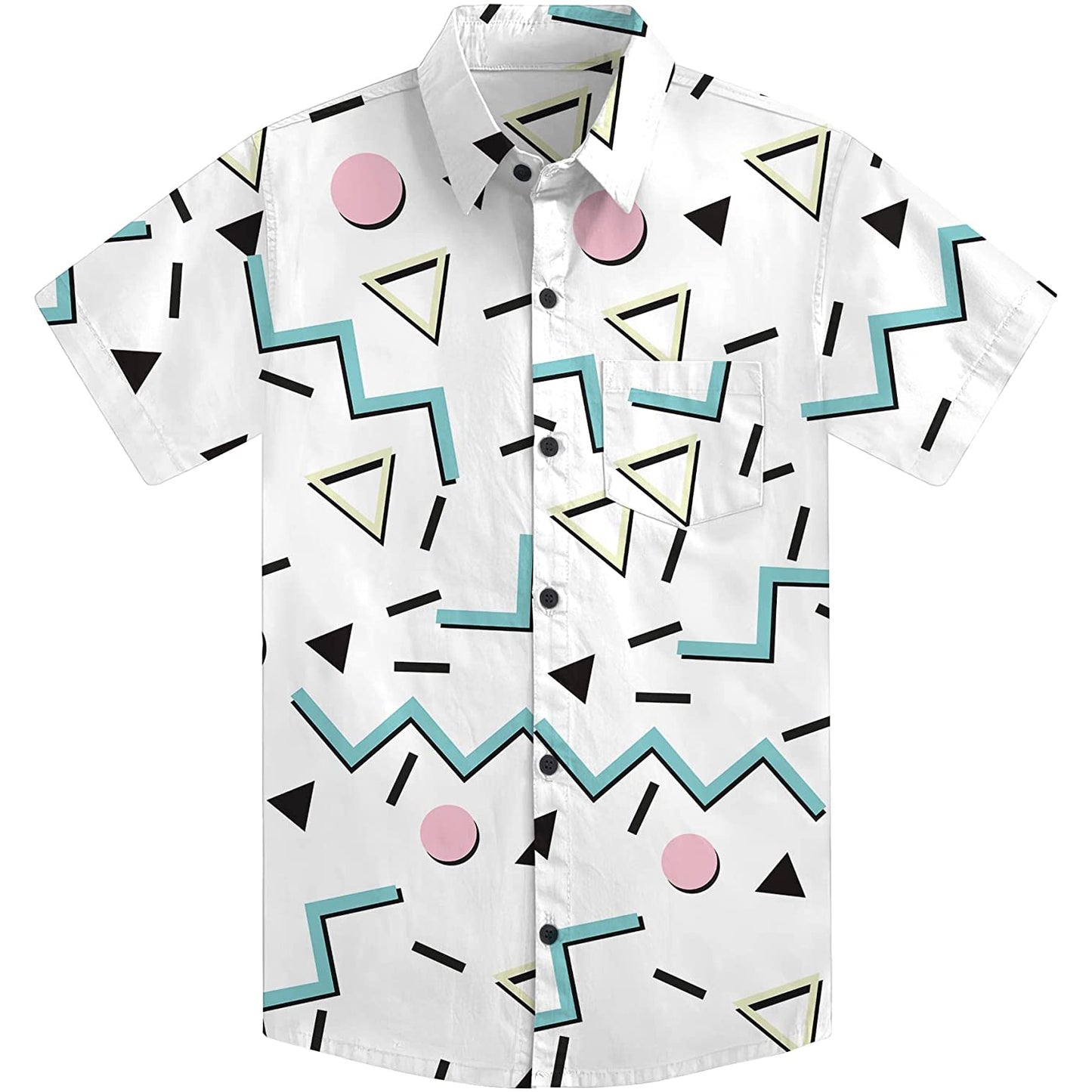 Doopccor 80s White Disco Vintage Button-Down Shirt