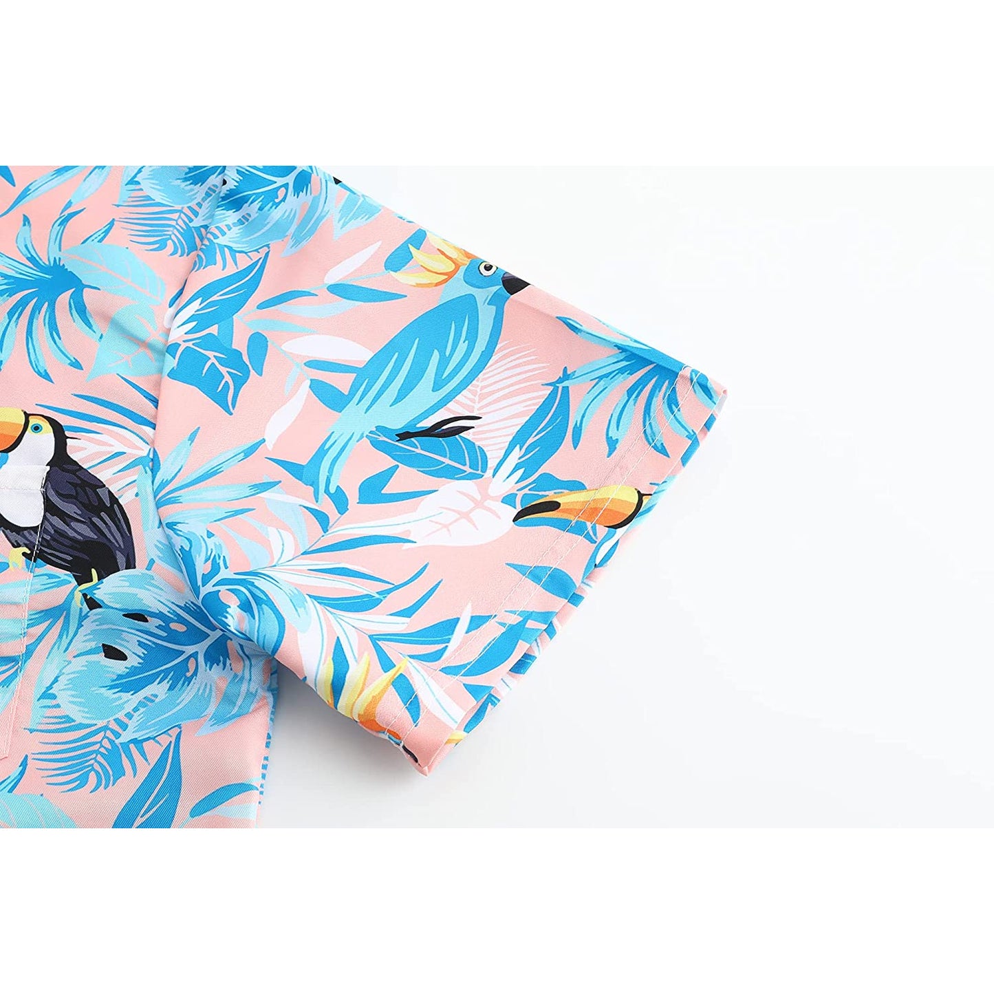 Parrot Leaf Pink Floral Hawaiian Shirt