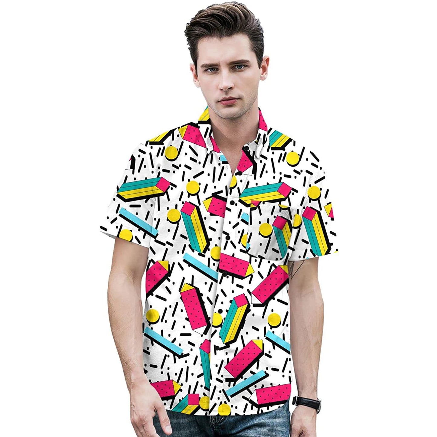 Doopccor 80s White Vintage Button-Down Shirts