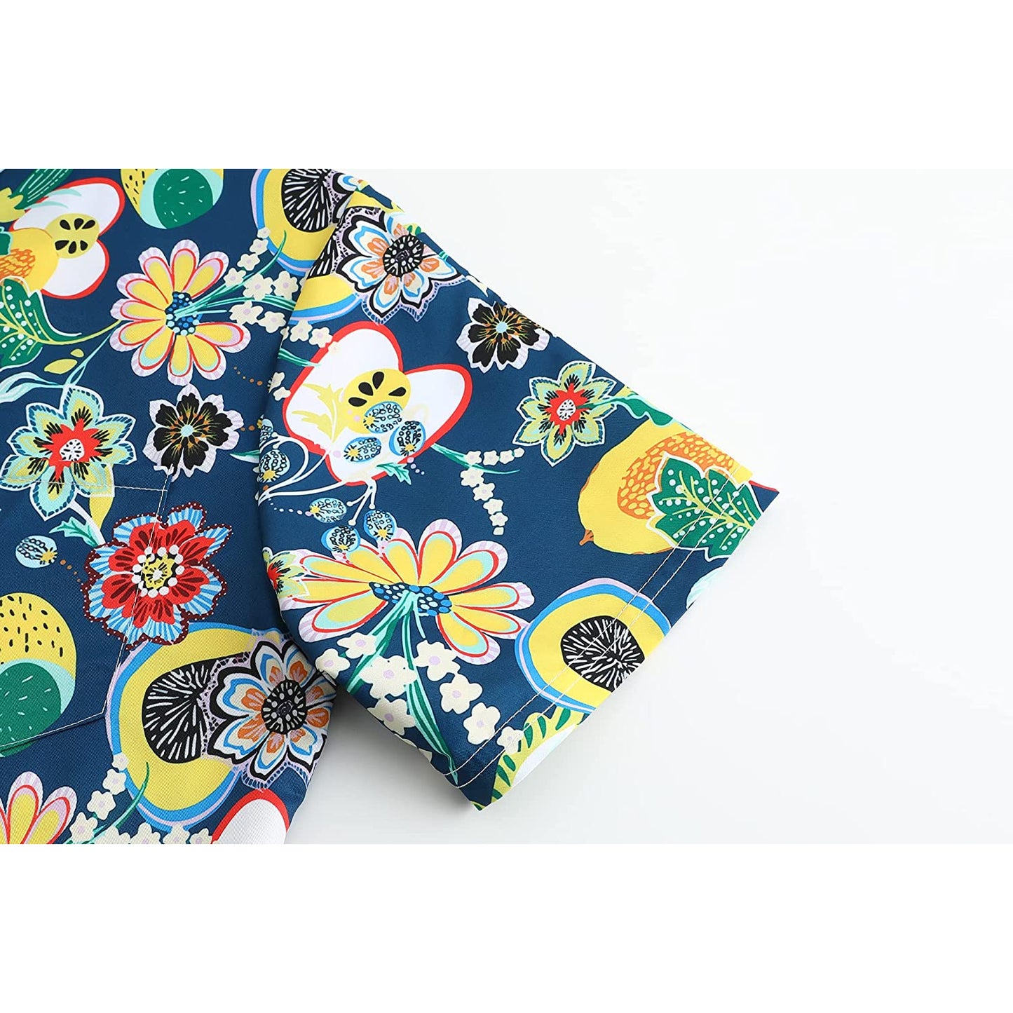 Tropical Fruits Blue Floral Hawaiian Shirt