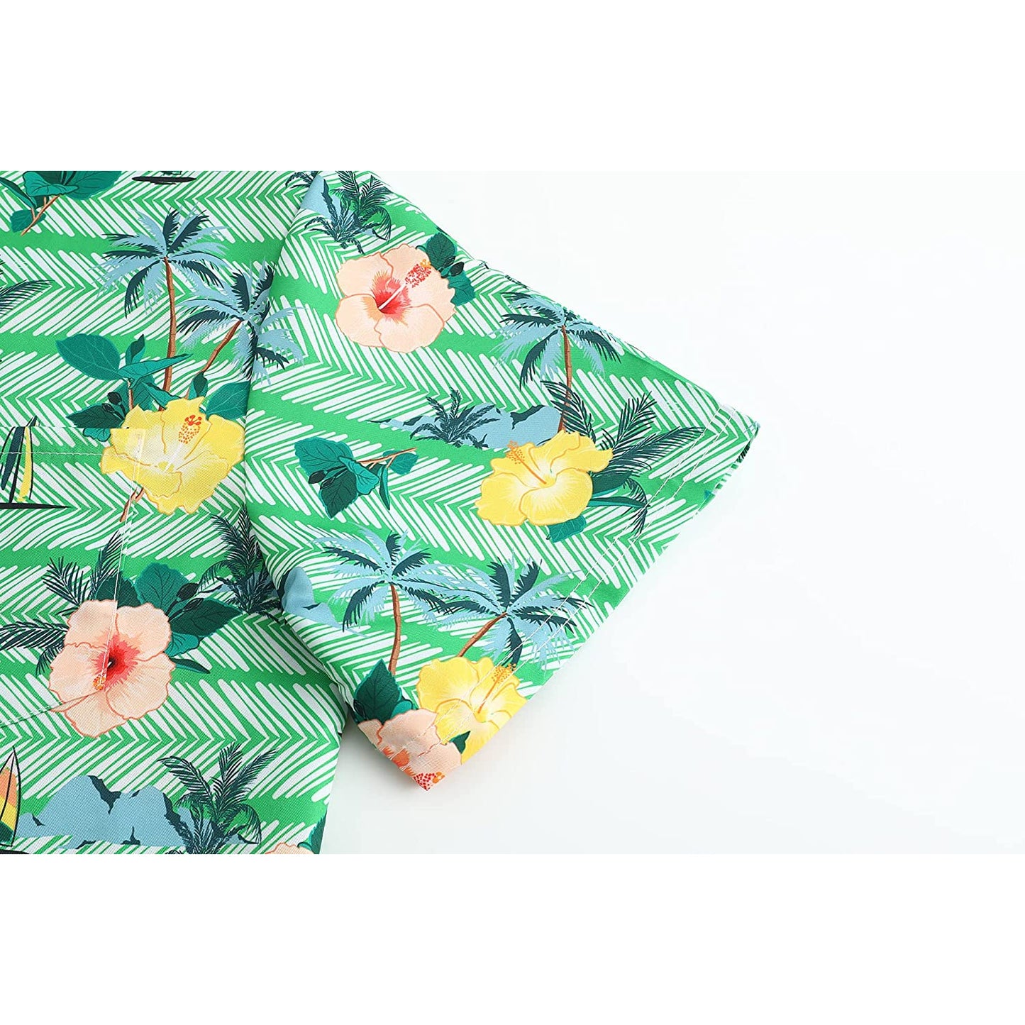 Flowers Palm Tree Green Floral Hawaiian Shirt