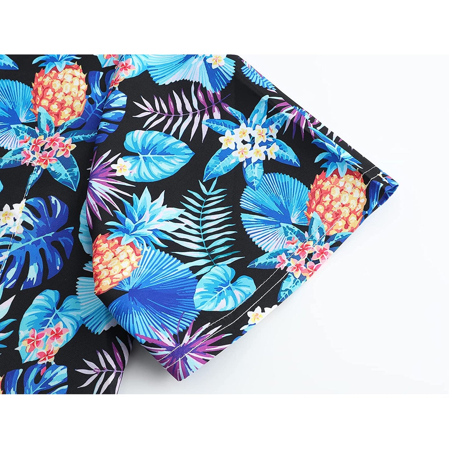 Doopccor Pineapple Blue Leaf Floral Hawaiian Shirt