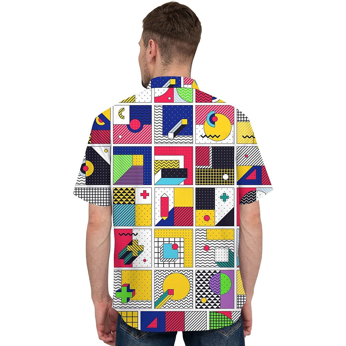 Doopccor 80s Colorful Disco Vintage Button-Down Shirt