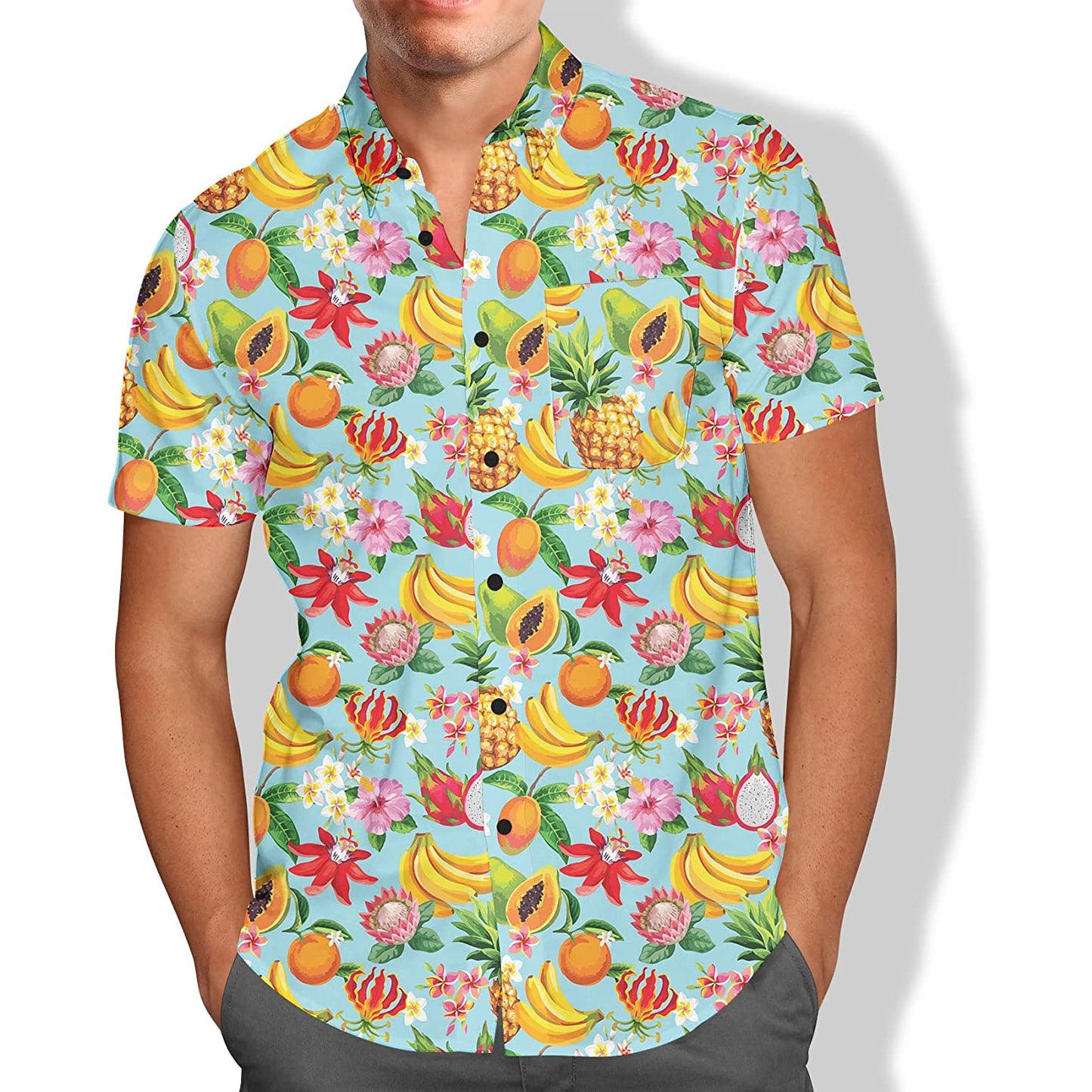 Doopccor Tropical Fruits Floral Hawaiian Shirt