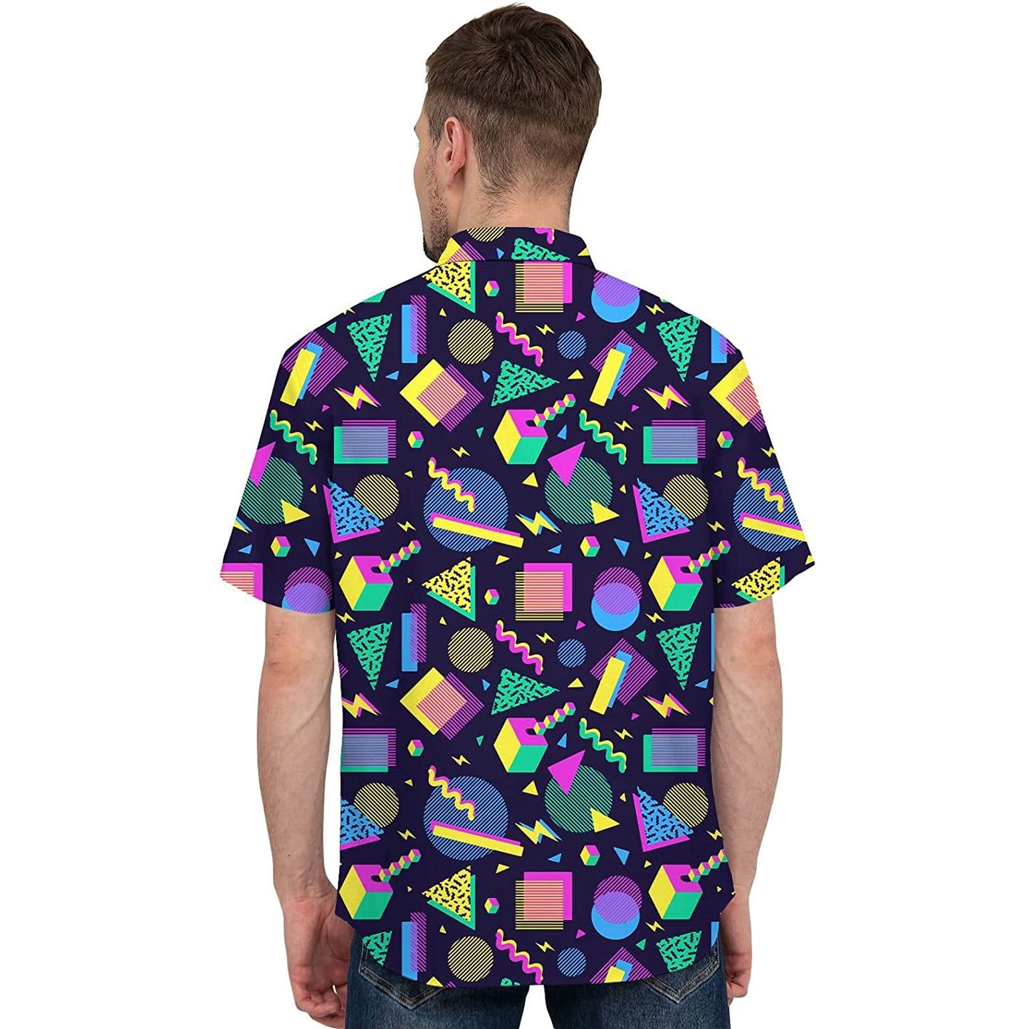 Doopccor 80s Purple Disco Vintage Button-Down Shirt