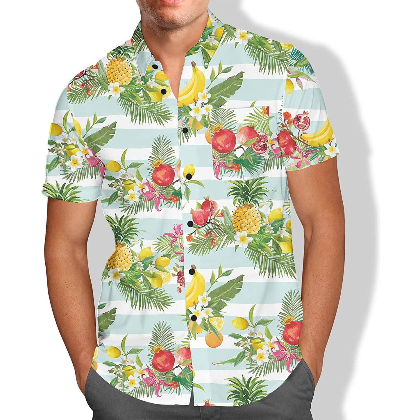 Doopccor Tropical Fruits Floral Hawaiian Shirt