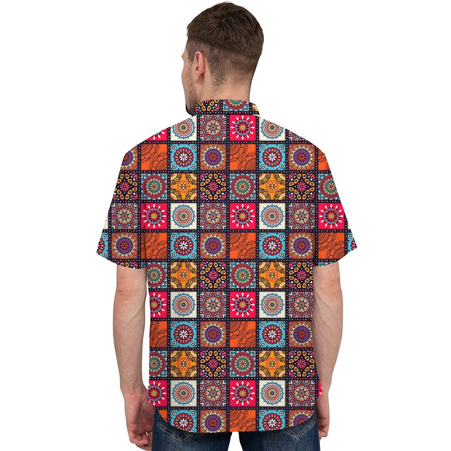 Doopccor 80s Colorful Disco Vintage Button-Down Shirt