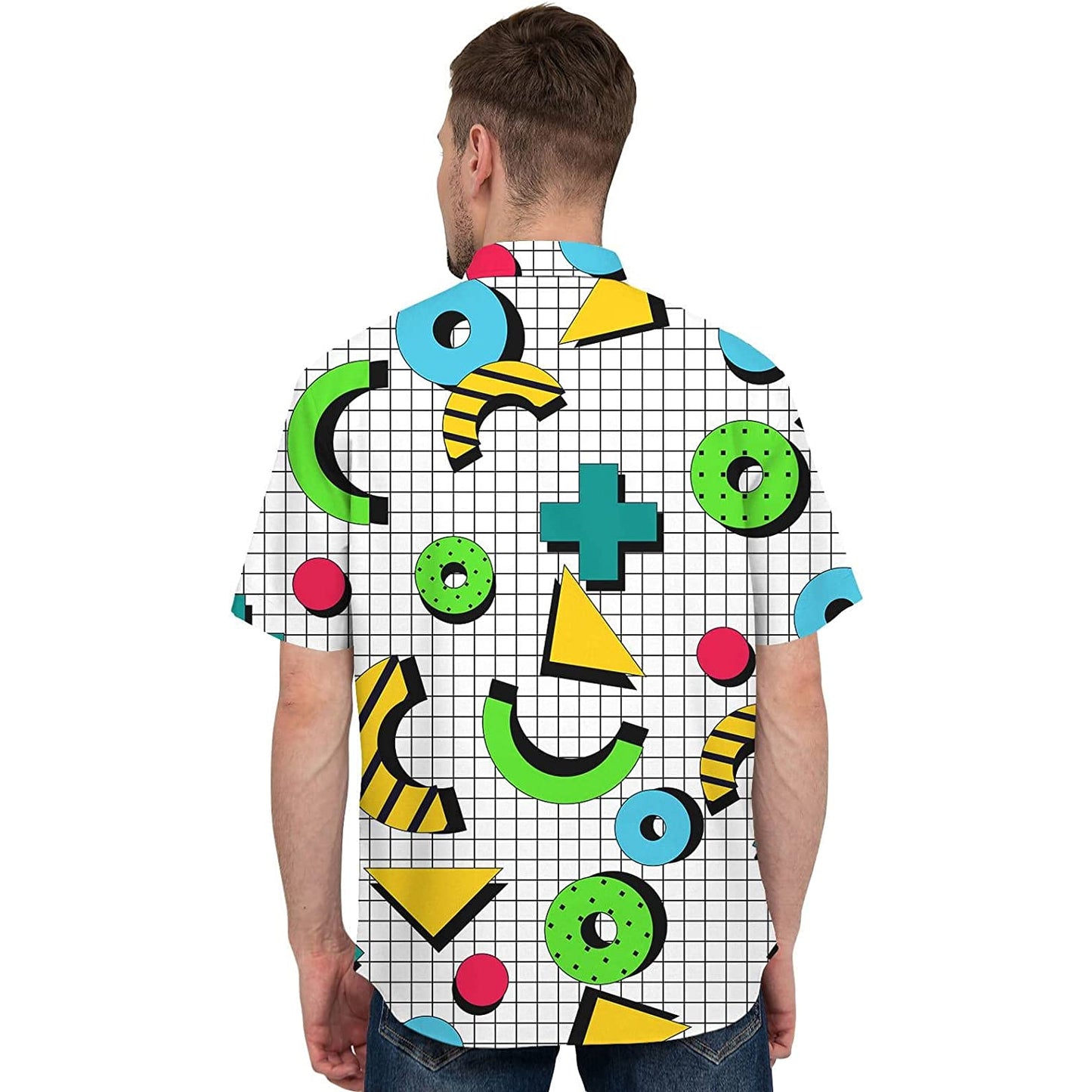 Doopccor 80s Green Disco Vintage Button-Down Shirt