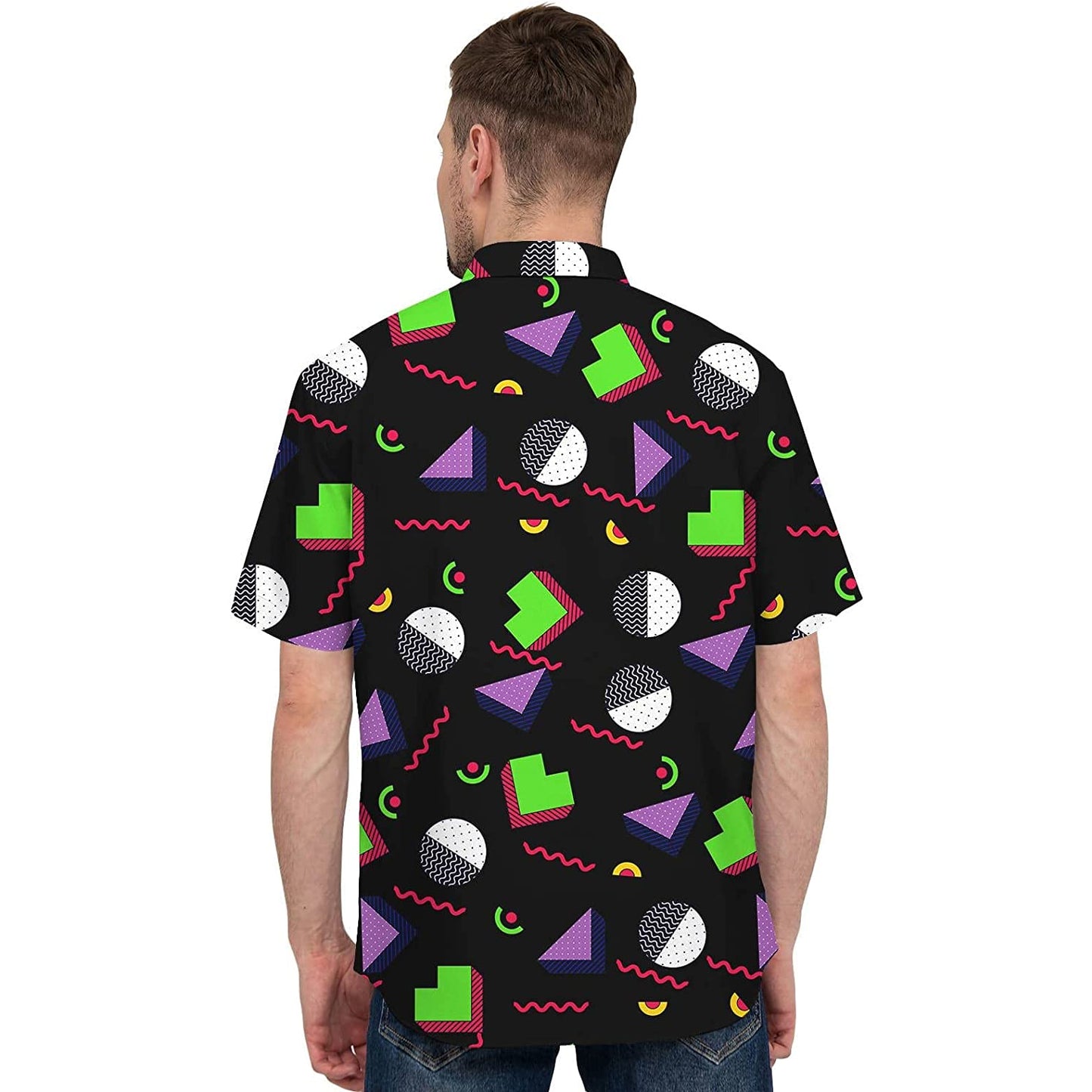Doopccor 80s Black Disco Vintage Button-Down Shirt