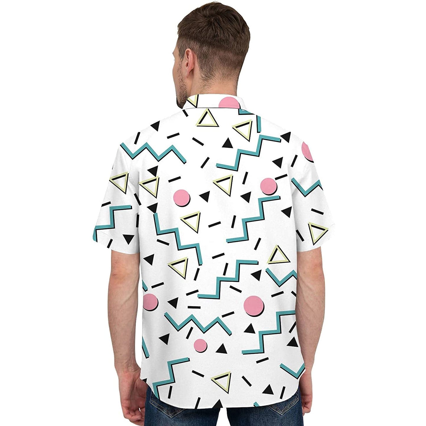 Doopccor 80s White Disco Vintage Button-Down Shirt