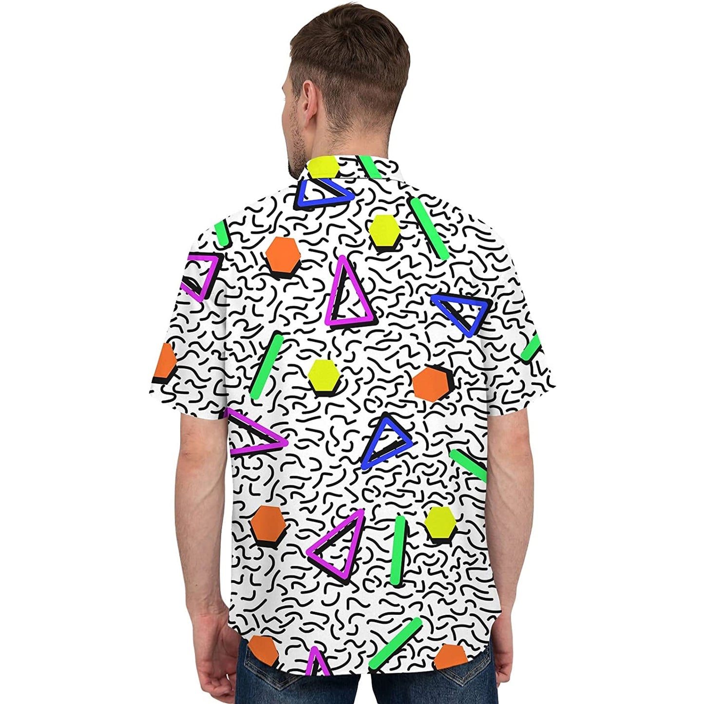 Doopccor 80s White Disco Vintage Button-Down Shirt