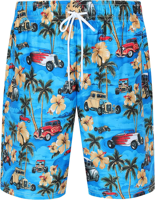 DOOPCCOR Mens Swimming Trunks Quick Dry Beach Hawaiian Shorts with Pockets
