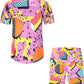 DOOPCCOR Hawaiian Shirt for Men Flower Casual Button Down Short Sleeve Hawaiian Shirt Suits