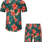 DOOPCCOR Hawaiian Shirt for Men Flower Casual Button Down Short Sleeve Hawaiian Shirt Suits