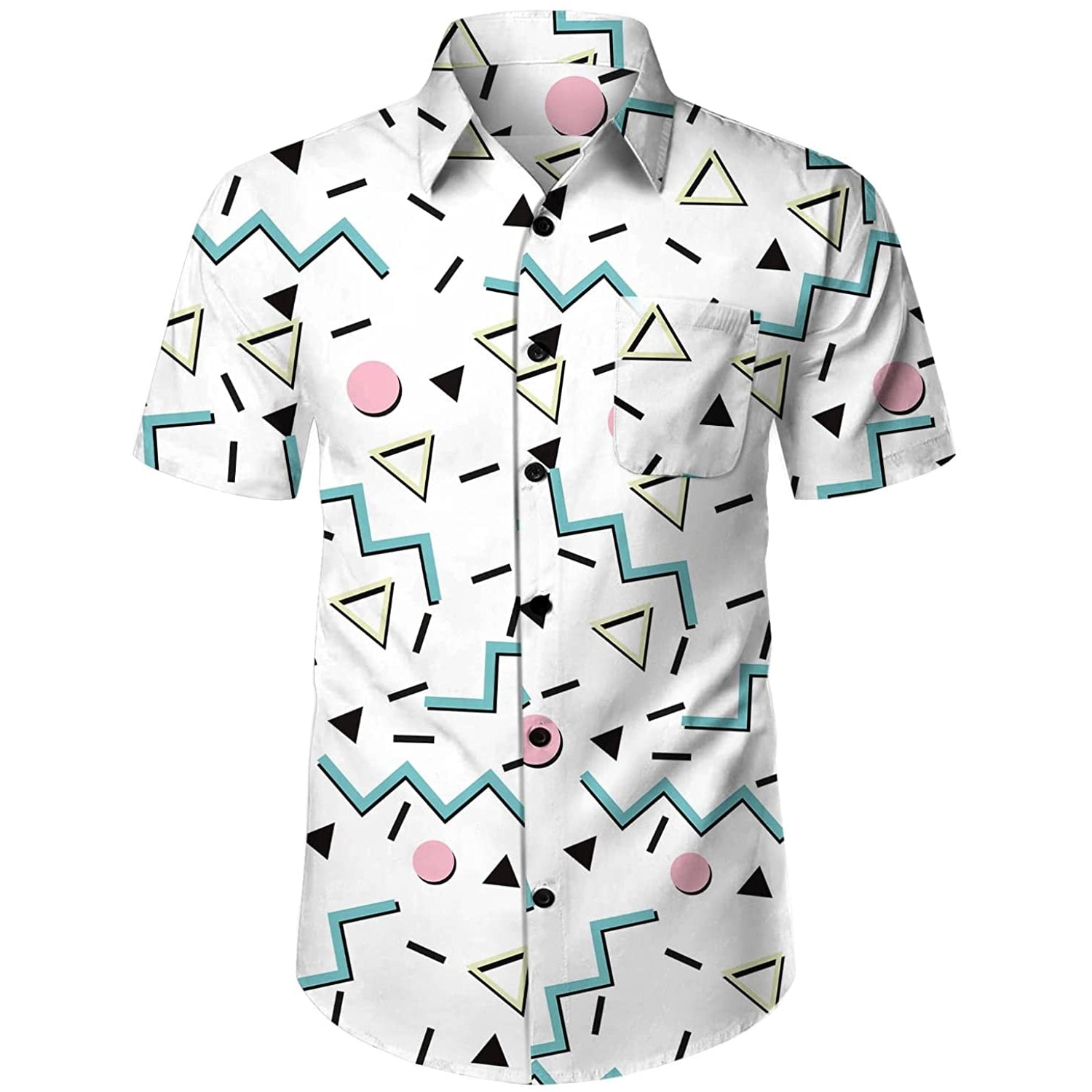 Doopccor 80s White Disco Vintage Button-Down Shirt