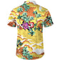 Doopccor 80s Yellow Palm Tree Vintage Button-Down Hawaiian Shirt