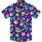 Doopccor 80s Purple Disco Vintage Button-Down Shirt