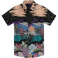 Doopccor 80s Brown Palm Tree Vintage Button-Down Hawaiian Shirt