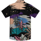Doopccor 80s Brown Palm Tree Vintage Button-Down Hawaiian Shirt