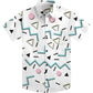 Doopccor 80s White Disco Vintage Button-Down Shirt