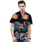 Doopccor 80s Brown Palm Tree Vintage Button-Down Hawaiian Shirt